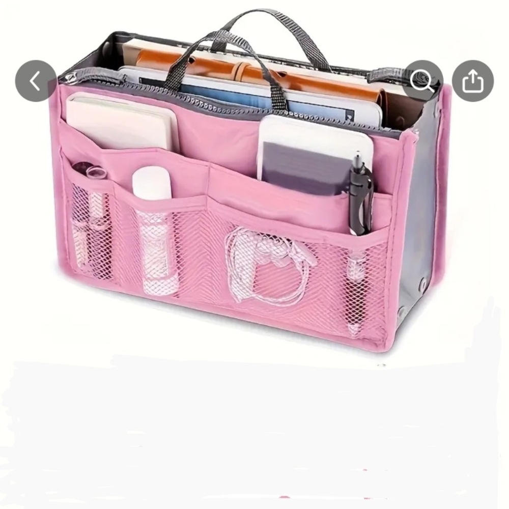 Pink Multi-Pocket Nail Art Travel Organizer